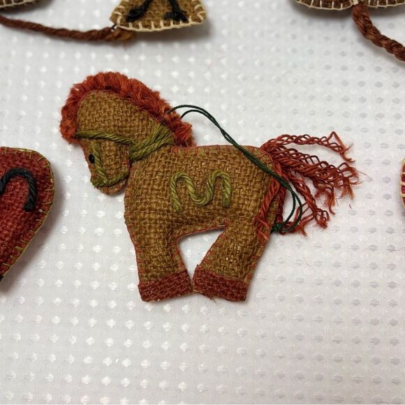 Handcrafted Rustic Burlap Animal Ornaments Set of 7 - Picture 6 of 8